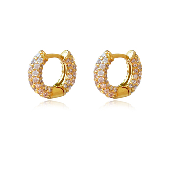 Culturesse Averie 13mm Dainty CZ Embellished Huggie Earrings - Gold