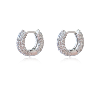 Culturesse Averie 13mm Dainty CZ Embellished Huggie Earrings - Silver