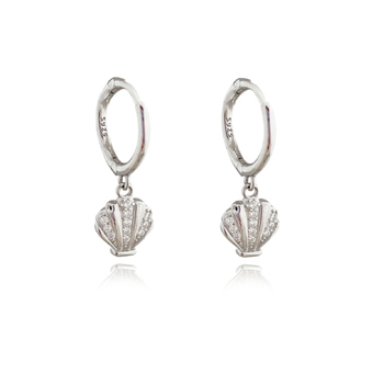 Culturesse Meryl 19mm Dainty Clam Drop Earrings - Silver