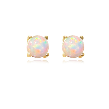 Culturesse Siria 4mm Dainty Opal Stud Earrings - Gold