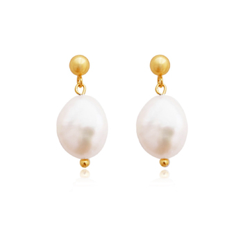 Culturesse Myla 13mm Freshwater Pearl Drop Earrings - White