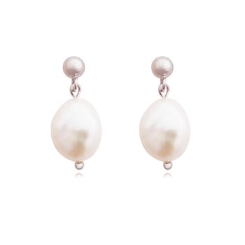 Culturesse Indie 13mm Freshwater Pearl Drop Earrings - White