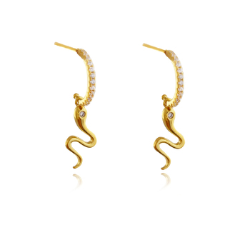 Culturesse Elga 25mm Gold Filled Snake Drop Earrings