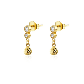 Culturesse Pia 12mm Dainty Stud Drop Earrings - Gold Filled