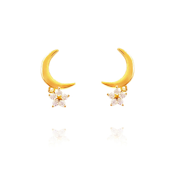 Culturesse Gemma 20mm Gold Filled Dainty Moon Earrings