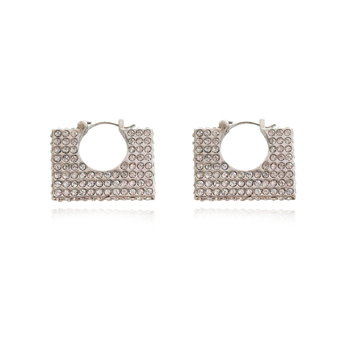 Culturesse Victoire 20mm Diamante Baguette Bag Earrings - Silver