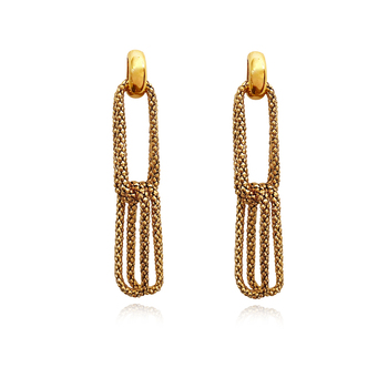 Culturesse Daniella 75mm Twin Loop Chain Drop Earrings - Gold