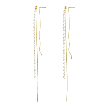 Culturesse Kelsey 175mm Fine Double String Drop Earrings - Gold