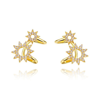 Culturesse Eliana 17mm Sun Cuff Earrings - Fine Gold 