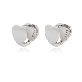 Culturesse Lueur 11mm Dual Heart Huggie Earrings - Silver