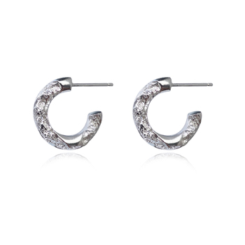 Culturesse Briar Sculptural 15mm Sparkle Hoop Earrings - Silver