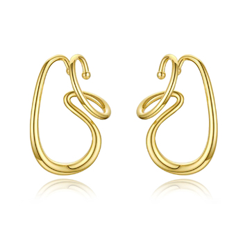 Culturesse Farren Modern 37mm Loop Cuff Earrings - Gold