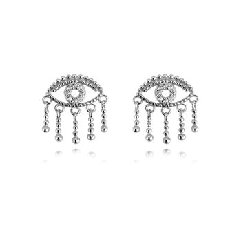 Culturesse Harmonie Splendid Evil Eye Earrings For Pierced Ears - Silver