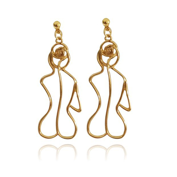 Culturesse Adren 55mm Female Back Line Art Earrings For Pierced Ears - Gold