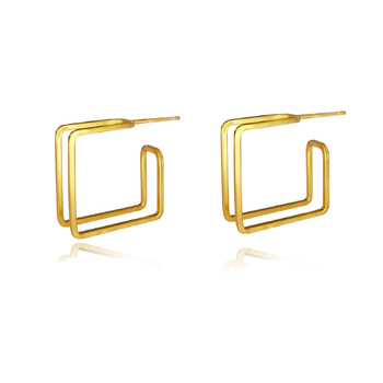 Culturesse Finley 13mm Sculpture Frame Earrings - Gold Vermeil