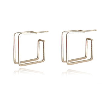 Culturesse Finley Sculpture 13mm Frame Earrings - Silver