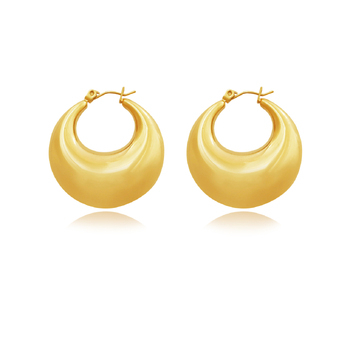 Culturesse Girlfriend 30mm Chunky Bowl Huggie Earrings - Bright Yellow Gold