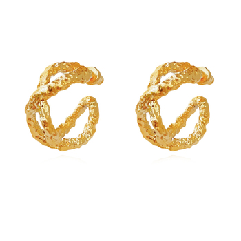 Culturesse Dejouer 24K Twisted 29mm Twin Hoop Earrings - Gold