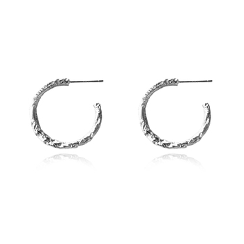 Culturesse Avery Artsy 22mm Textured Hoop Earrings - Silver