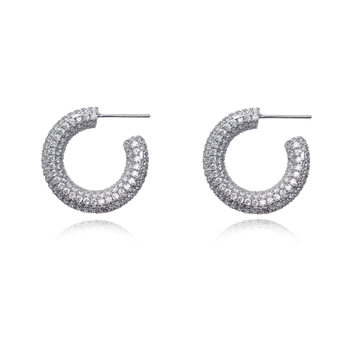 Culturesse Elior 24mm Diamnate-Embellished Hoop Earrings - Silver