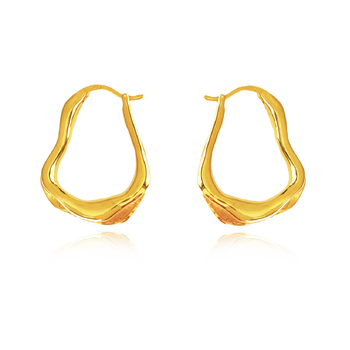 Culturesse Nomad 22mm Fluid Sculpture Hoop Earrings - Gold Vermeil