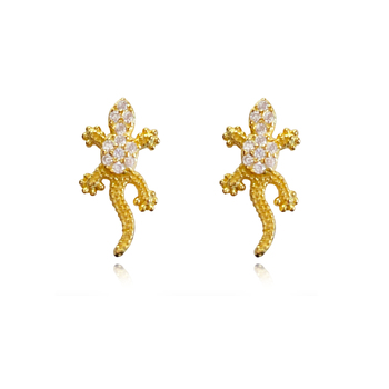 Culturesse Gwynn 9mm Gold Filled Gecko Screw Back Earrings