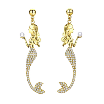 Culturesse The Golden 50mm Mermaid Drop Earrings - Gold