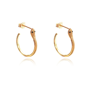 Culturesse Philomena 20mm Serpent Hoop Earrings - Gold Vermeil