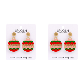 2PK Splosh Christmas Ornament Drop Earrings S/S Fashion Jewellery 6cm