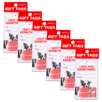 6x 6pc Splosh Christmas Got You Gift Tags Set 300gsm Card 11.5cm - White/Red