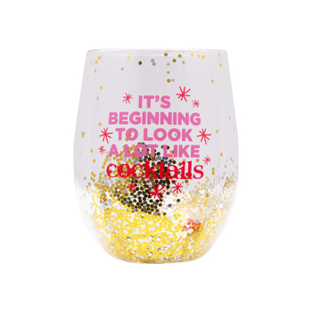 Splosh Christmas Cocktails Stemless Glass Drinking Tumbler Round 13cm