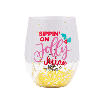 Splosh Christmas Jolly Stemless Glass Drinking Tumbler Round 13cm