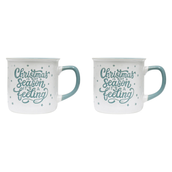 2PK Splosh Christmas It's A Feeling Ceramic Mug 12cm Green/White