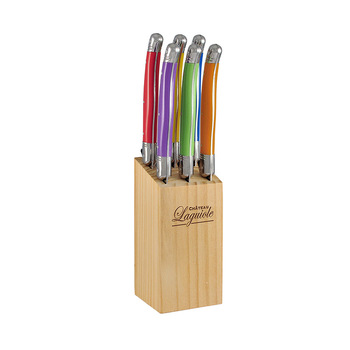 7pc Chateau Laguiole Steak Knife Set w/ Block - Multicolour