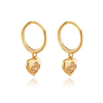 Culturesse Kimi 18mm Dainty Heart Drop Earrings - Gold