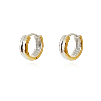 Culturesse Sol 12mm Artsy Chic Dainty Dual Tone Hoop Earrings - Gold/Silver