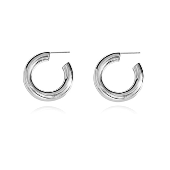 Culturesse Abella 24mm Classic C Hoop Earrings - Silver