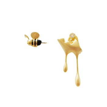 Culturesse 32mm Honey Dripping Mismatching Stud Earrings - Golden Honey