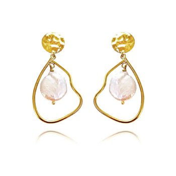 Culturesse Celestia Artisan 6cm Pearl Dangle Earrings For Pierced Ears - Gold