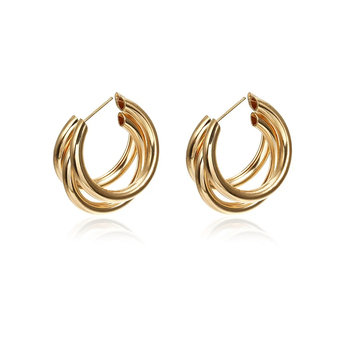 Culturesse Jaclin 30mm Curved Line Hoop Earrings - Gold