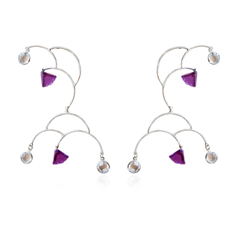 Culturesse Chiquita 11cm Runway Arch Earrings Limited Edition For Pierced Ears - Platinum