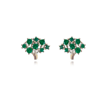 Culturesse 5mm Little Broccoli Dainty Stud Earrings - Silver/Green