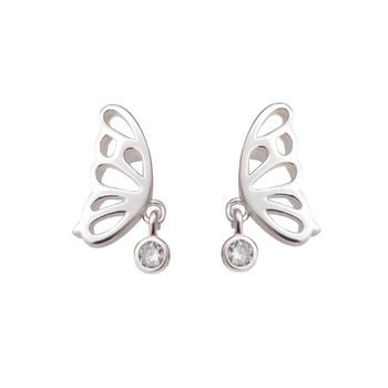 Culturesse 12mm Open Your Wings Dainty Stud Earrings - Silver