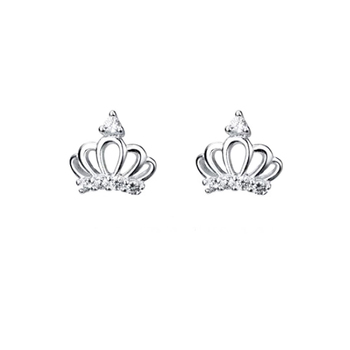 Culturesse 8mm Little Princess Dainty Stud Crown Earrings - Silver