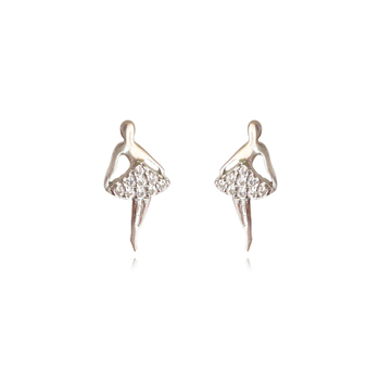 Culturesse 13mm Little Dancer Dainty Stud Earrings - Silver