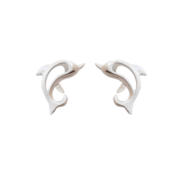 Culturesse 9mm Little Dolphin Stud Earrings - Silver