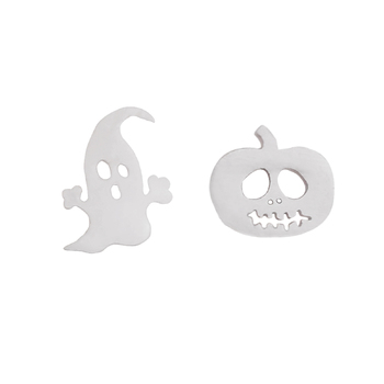 Culturesse 10mm Trick Or Treat Halloween Mismatching Stud Earrings - Silver