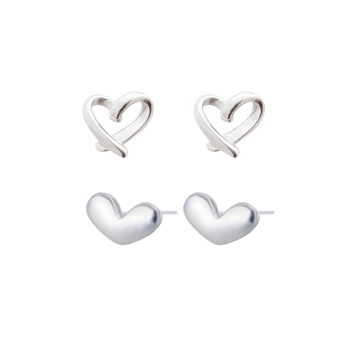 4pc Culturesse 6mm Little Heart Stud Earrings Set - Silver