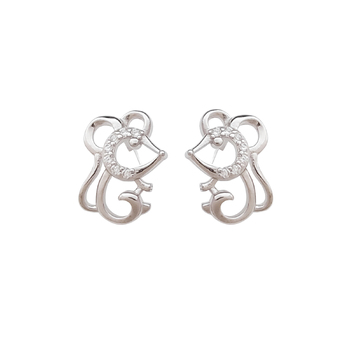 Culturesse 12mm Millie The Mouse Stud Earrings - Silver