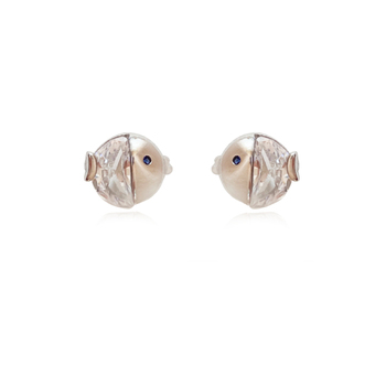 Culturesse 7mm Little Puffer Fish Dainty Stud Earrings - Silver